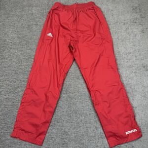 Nebraska Cornhuskers Adidas Track Pants Mens‎ Medium Red Windpants Ankle Zip Y2K